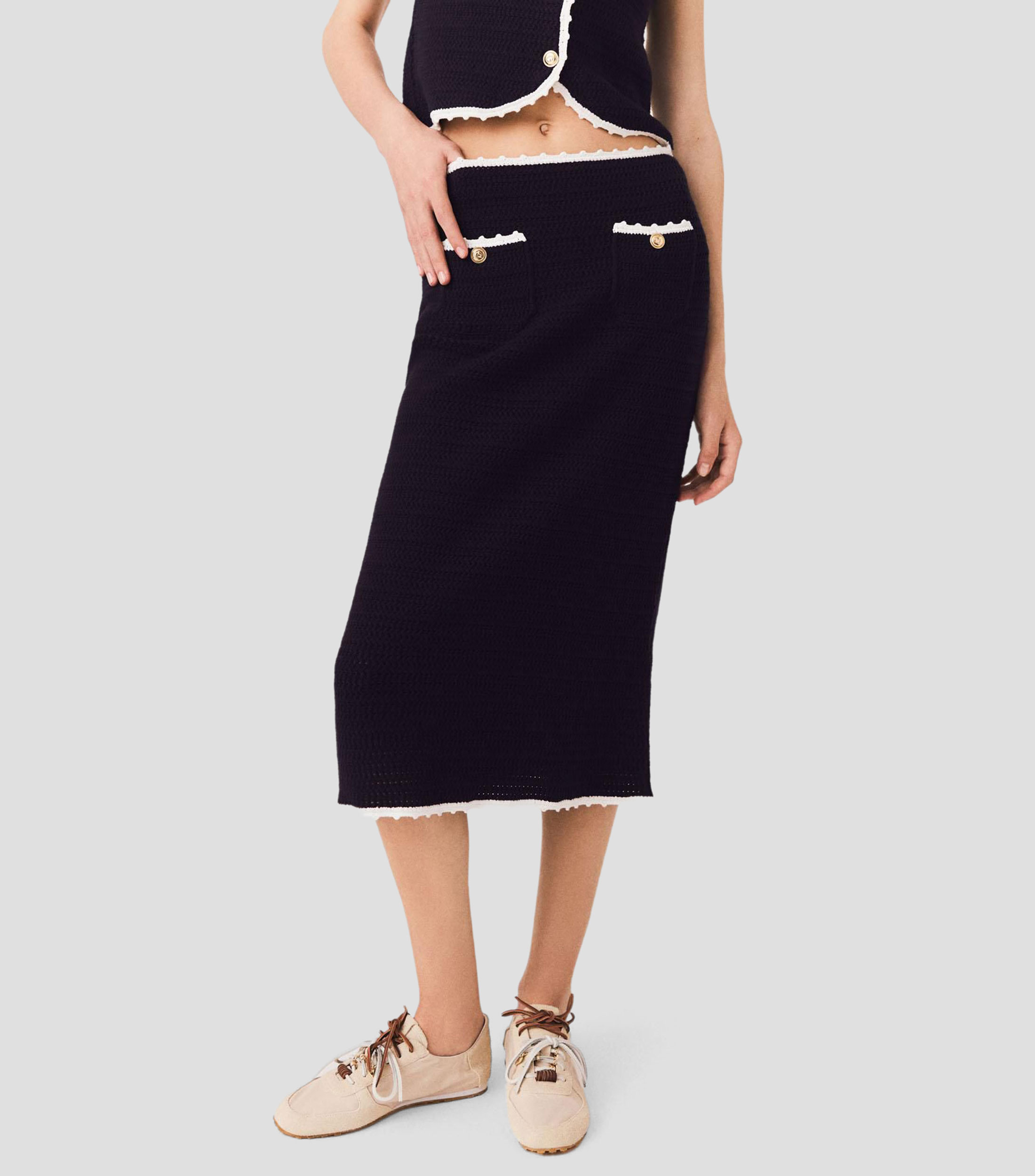 Falda midi de corte A lisa Mujer